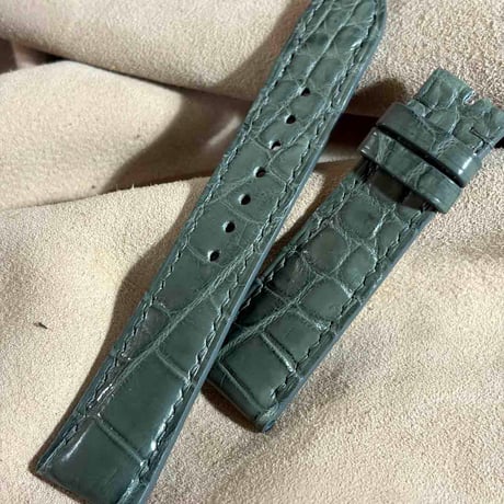 cro-2193 クロコダイル  腕時計ベルト グレー (ラグ幅21 mm - バックル幅18 mm)