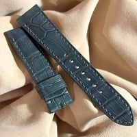 cro-2221  クロコダイル  腕時計ベルト ダークグレー (ラグ幅21 mm - バックル幅18 mm)