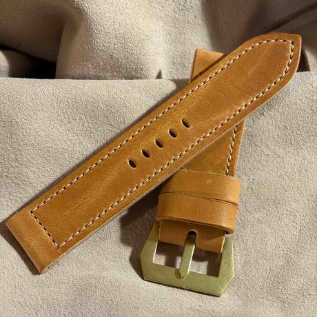 hor-287 サンプル品 HORWEEN ダブリン2 / ライトナチュラル GPFバックル付属 腕時計ベルト (ラグ24mm - バックル幅24mm)