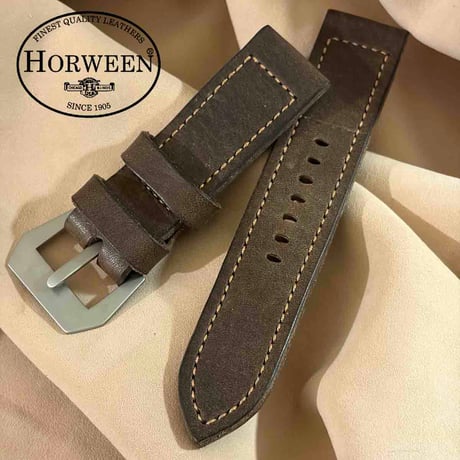 hor-296 HORWEEN ダービー / ダークブラウン  腕時計ベルト (ラグ26mm - バックル幅26mm)