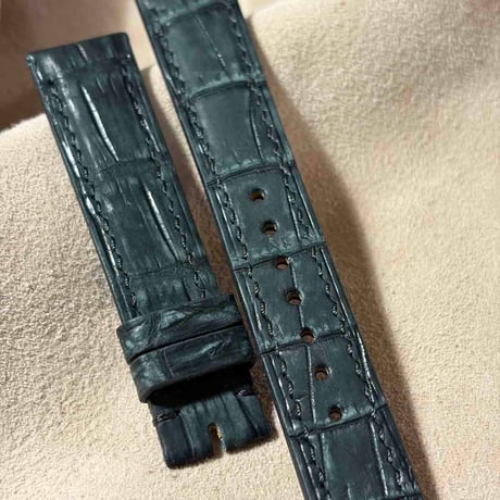 cro-2227  クロコダイル ヌバック仕上げ  腕時計ベルト ブラック (ラグ幅18 mm - バックル幅16 mm)