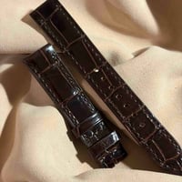 cro-2184 クロコダイル  腕時計ベルト グロス仕上げ ダークブラウ (ラグ幅18 mm - バックル幅16 mm)