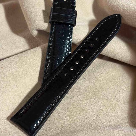 sna-183 シースネイク（ウミヘビ）ブラック 腕時計ベルト  (ラグ幅21mm - バックル幅18 mm)