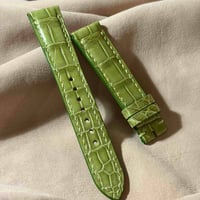 cro-2241  クロコダイル  腕時計ベルト ライトグリーン (ラグ幅19 mm - バックル幅16 mm)