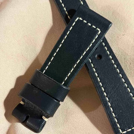 hor-294  HORWEEN ダービー / ブラック 腕時計ベルト (ラグ21mm - バックル幅18mm)