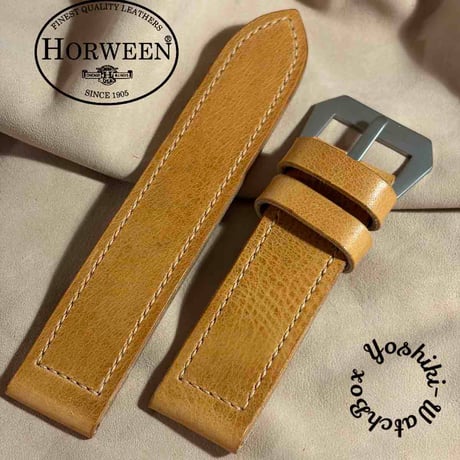 hor-284 HORWEEN ダービー / ライトナチュラル  腕時計ベルト (ラグ26mm - バックル幅26mm)