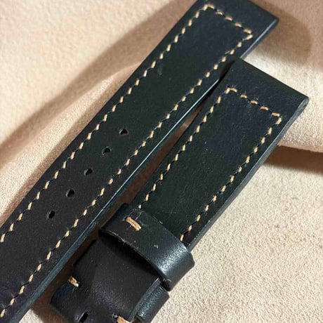 hor-292  HORWEEN ダービー / ブラック 腕時計ベルト (ラグ20mm - バックル幅18mm)