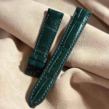 cro-2212 クロコダイル  腕時計ベルト グリーン (ラグ幅18 mm - バックル幅16 mm)