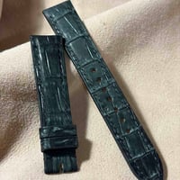 cro-2227  クロコダイル ヌバック仕上げ  腕時計ベルト ブラック (ラグ幅18 mm - バックル幅16 mm)