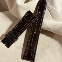 cro-2166 クロコダイル  腕時計ベルト グロス仕上げ ダークブラウン (ラグ幅21 mm - バックル幅18 mm)