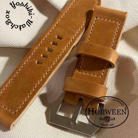 hor-281 サンプル品 HORWEEN ダブリン / ライトナチュラル GPFバックル付属 腕時計ベルト (ラグ26mm - バックル幅26mm)