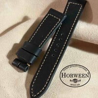 hor-292  HORWEEN ダービー / ブラック 腕時計ベルト (ラグ20mm - バックル幅18mm)