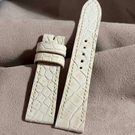 exh-93 タンニン鞣しアリゲーター ヌバック仕上げ 腕時計ベルト  (ラグ幅22mm - バックル幅20mm)