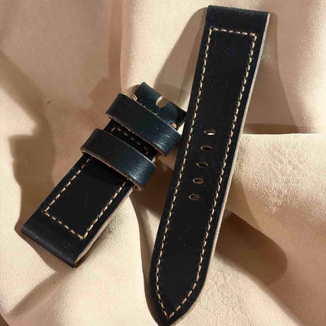 hor-288  HORWEEN クロムエクセルレザー / ブラック 腕時計ベルト (ラグ24mm - バックル幅22mm)