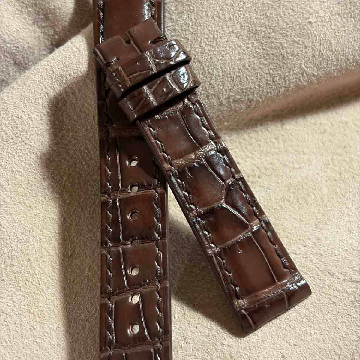 cro-2196 クロコダイル 腕時計ベルト ブラウン (ラグ幅18 mm