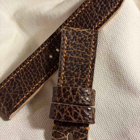 hor-282 B級品  HORWEEN バイソンレザー / ブラウン 腕時計ベルト (ラグ24mm - バックル幅22mm)