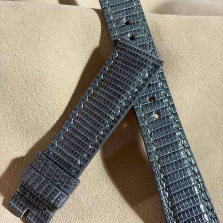 liz-384  リザード レザー 腕時計 ベルト グレー (ラグ幅19 mm - バックル幅16 mm)