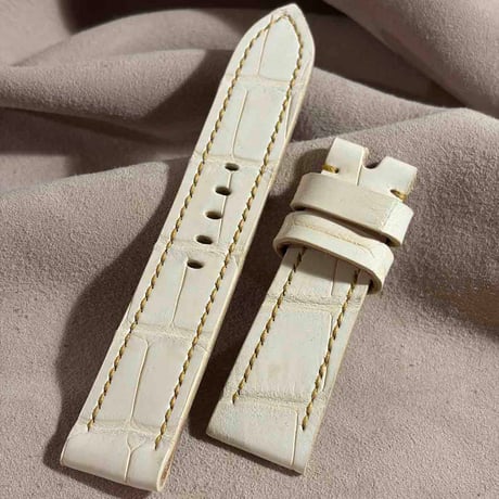 exh-90 タンニン鞣しアリゲーター ヌバック仕上げ 腕時計ベルト  (ラグ幅22mm - バックル幅20mm)