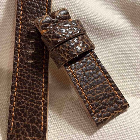 hor-282 B級品  HORWEEN バイソンレザー / ブラウン 腕時計ベルト (ラグ24mm - バックル幅22mm)