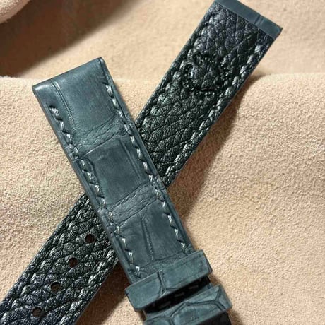 cro-2229  クロコダイル ヌバック仕上げ  腕時計ベルト グレー (ラグ幅18 mm - バックル幅16 mm)