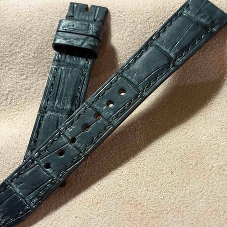 cro-2227  クロコダイル ヌバック仕上げ  腕時計ベルト ブラック (ラグ幅18 mm - バックル幅16 mm)
