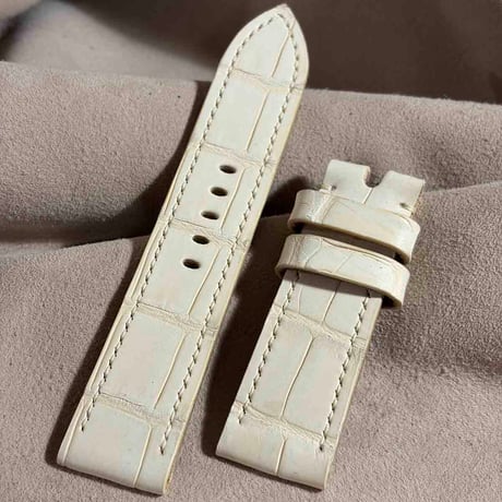 exh-94 タンニン鞣しアリゲーター ヌバック仕上げ 腕時計ベルト  (ラグ幅24mm - バックル幅22mm)