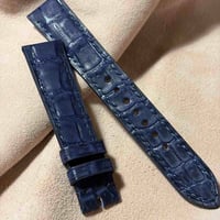 cro-2226  クロコダイル ヌバック仕上げ  腕時計ベルト ネイビー (ラグ幅18 mm - バックル幅16 mm)
