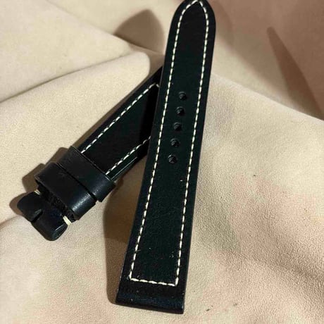 hor-294  HORWEEN ダービー / ブラック 腕時計ベルト (ラグ21mm - バックル幅18mm)
