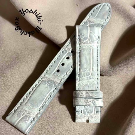 cro-2157 クロコダイル  腕時計ベルト ヒマラヤクロコ (ラグ幅20 mm - バックル幅18 mm)