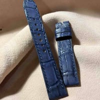 cro-2232  クロコダイル ヌバック仕上げ  腕時計ベルト ネイビー (ラグ幅19 mm - バックル幅16 mm)