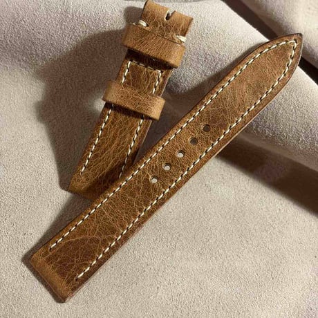 hor-291  HORWEEN ダービー / ナチュラル 腕時計ベルト (ラグ20mm - バックル幅18mm)