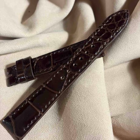 cro-2173 クロコダイル  腕時計ベルト グロス仕上げ ダークブラウン (ラグ幅19 mm - バックル幅16 mm)