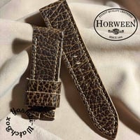 hor-283  HORWEEN バイソンレザー / ブラウン 腕時計ベルト (ラグ24mm - バックル幅22mm)