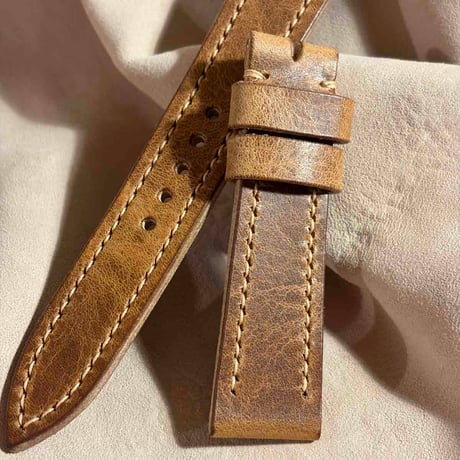 hor-289  HORWEEN ダービー / ナチュラル 腕時計ベルト (ラグ20mm - バックル幅18mm)
