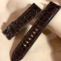 cro-2178 クロコダイル  腕時計ベルト グロス仕上げ ダークブラウン (ラグ幅22 mm - バックル幅20 mm)