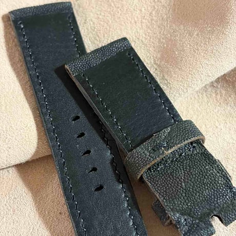 exh-101 エレファント ブラック 腕時計ベルト  (ラグ幅24mm - バックル幅22mm)