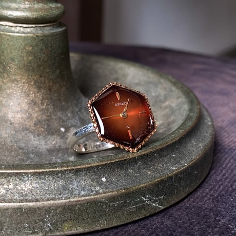 【new!!】hexagon dial silhouette ring SV925 "SEIKO" #12 (ボックス付)【K1054】