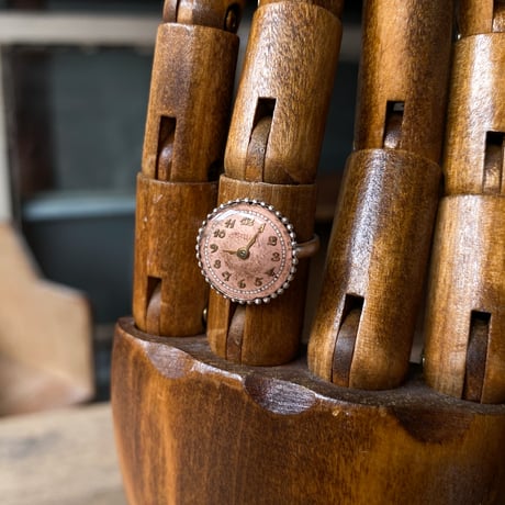 【new!!】antique round dial silhouette ring SV925 "GRUEN" #9 (ボックス付)【K1058】