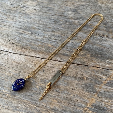 【new!!】antique teardrop blue dial necklace K18GP "GRUEN"(ボックス付)【K1066】