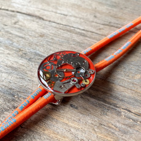 【new!!】CLOPOA "NINE-FIVE GEARS" looptie necklace orange【K1052】