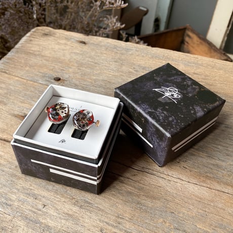 【new!!】antique movement colors cufflinks "mandarin orange" (ボックス付)【K1060】