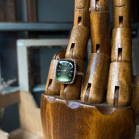 【new!!】antique tonneau dial silhouette ring SV925 "SEIKO" #10 (ボックス付)【K1055】