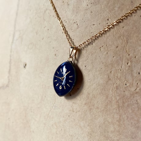 【new!!】antique teardrop blue dial necklace K18GP "GRUEN"(ボックス付)【K1066】