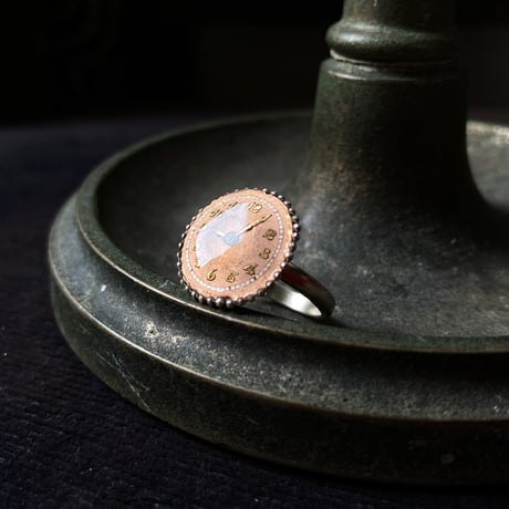 【new!!】antique round dial silhouette ring SV925 "GRUEN" #9 (ボックス付)【K1058】