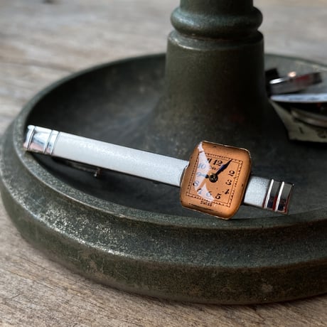 【new!!】antique square dial tiepin "copper tone" 【K1046】