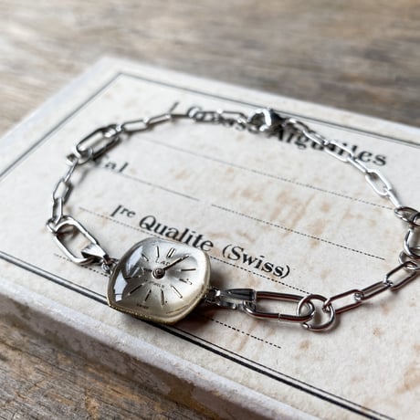 【new!!】antique tonneau dial stainless bracelet 【K0886】