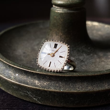 【new!!】antique square dial silhouette ring SV925 "CARAVELLE" #9 (ボックス付)【K1056】