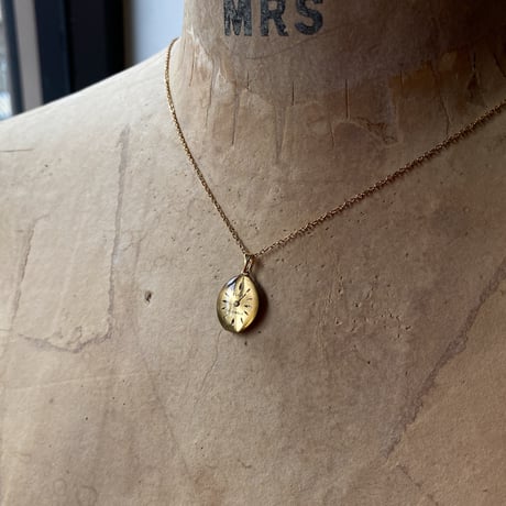 【new!!】antique square dial necklace K18GP "ELGIN"【K1075】
