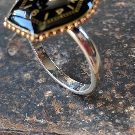 【new!!】hexagon dial silhouette ring SV925 "BULOVA" #12 (ボックス付)【K1053】