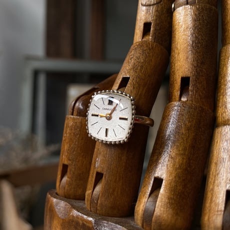 【new!!】antique square dial silhouette ring SV925 "CARAVELLE" #9 (ボックス付)【K1056】